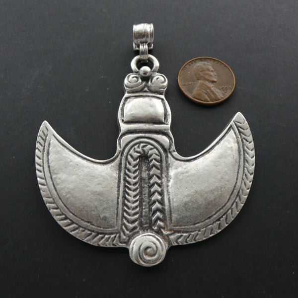Pendant, Extra Large, White Metal, Possible Variation on Tuareg Design, 2.5x3" with Bail