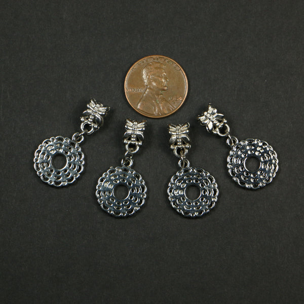 Charms, Silver Tone, Chakra Symbols, Crown Chakra, 15mm Diameter, Sold in Sets of 2