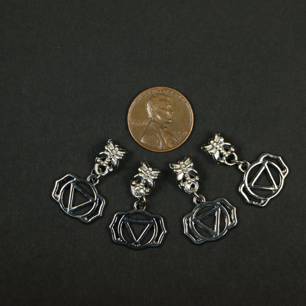 Charms, Silver Tone, Chakra Symbols, Third Eye Chakra, 15mm, Sold in Sets of 2