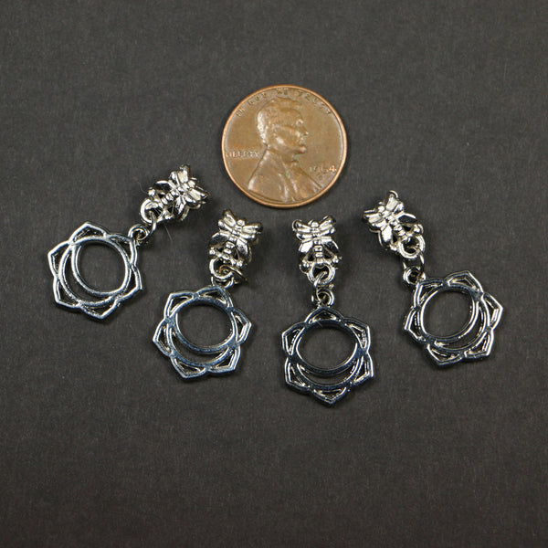 Charms, Silver Tone, Chakra Symbols, Sacral Chakra, 15mm Diameter, Sold in Sets of 2