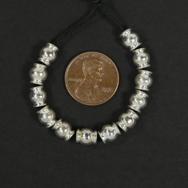 Cast Small Collared Round Beads, 6x6mm, Sold in Sets of 15