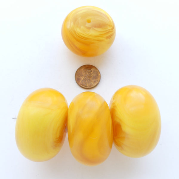 Faux Amber, Huge Yellow Oblates, 24x40mm, Sold Individually