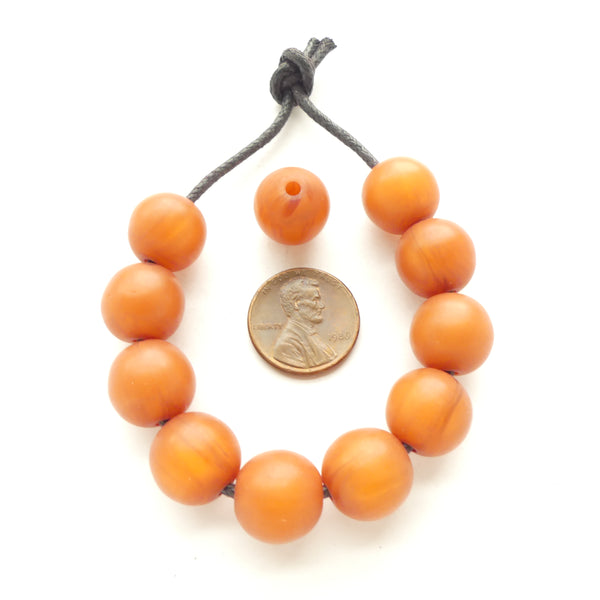 African Amber, Faux Amber, Dark Amber Round Beads, 12mm Diameter, Set of 10