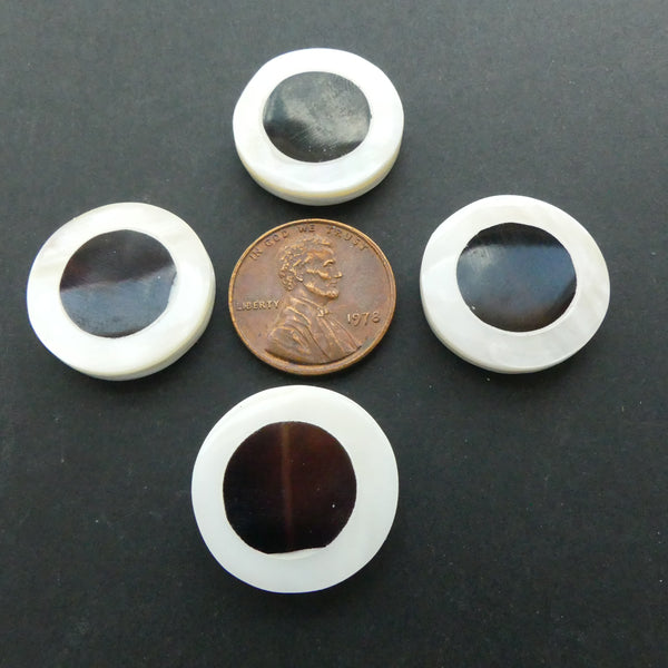 Shell & Horn Coin Shape Beads, 20mm Diameter, Sold Individually