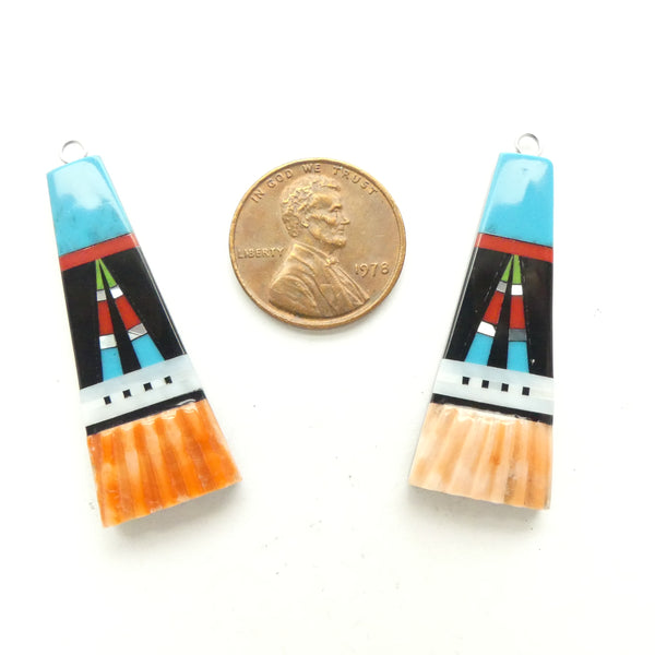Shell, Mosaic Pendants of Stone, Horn & Shell, 38mm Long, Sold Individually
