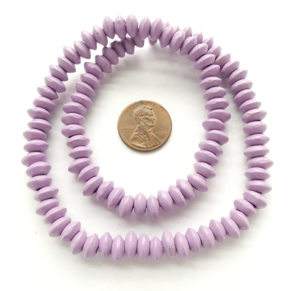 Wood Rondelles Lavender, 4x8mm on 16-inch Stands