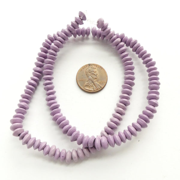 Wood Rondelles, Lavender 3x6mm on 16-inch Strands