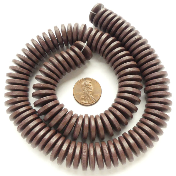 Wood Rondelles Brown, 4x15mm on 16-inch Strands