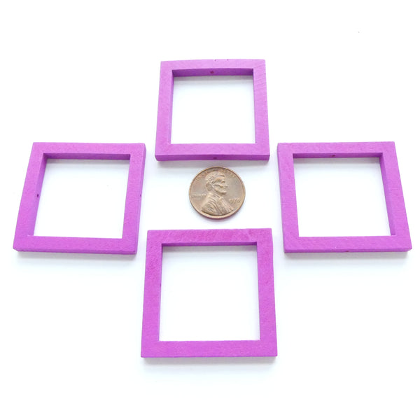 Wood Shapes, Square Hot Pink 40mm, Sold by Sets of 4