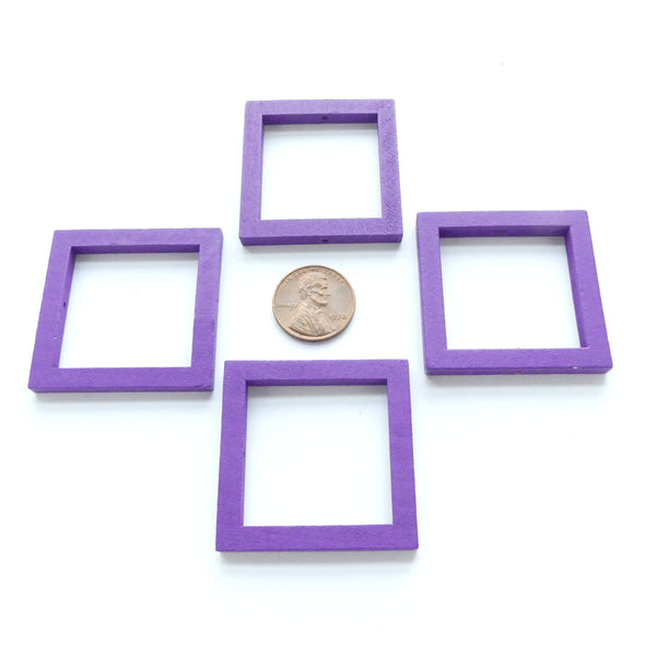 Wood Shapes, Square Purple 40mm, Sold by Sets of 4