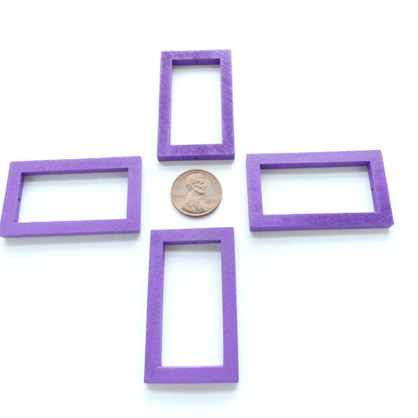 Wood Shapes, Rectangle Purple 50x30mm, Sold by Sets of 4