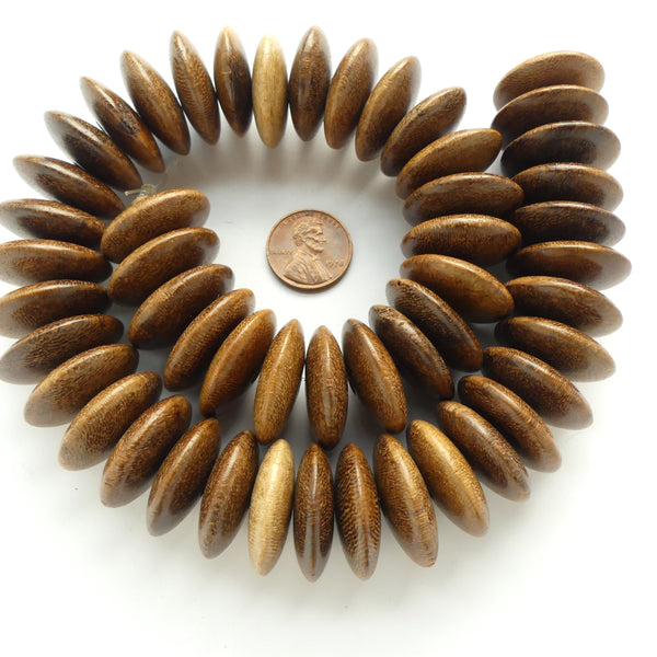Wood, Rondelles, Robles 8x25mm on 16-inch Strands