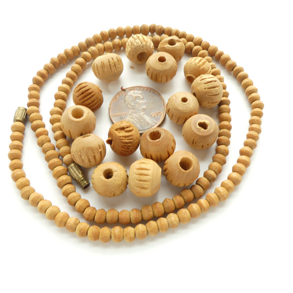 Sandalwood, Mixes Set of 16 Loose 7x10mm Beads and 3x4mm Beads on an 18-inch Strand