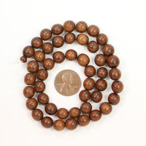 Wood, Round, Natural Brown, 8mm on 16-inch Strands