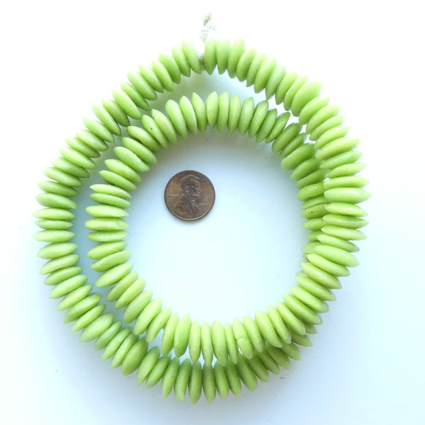 Powder Glass Rondelles, Lime