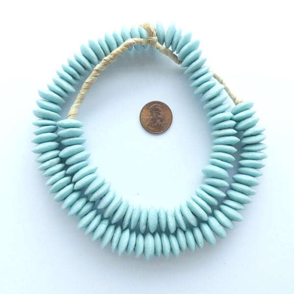 Powder Glass Rondelles, Pale Blue