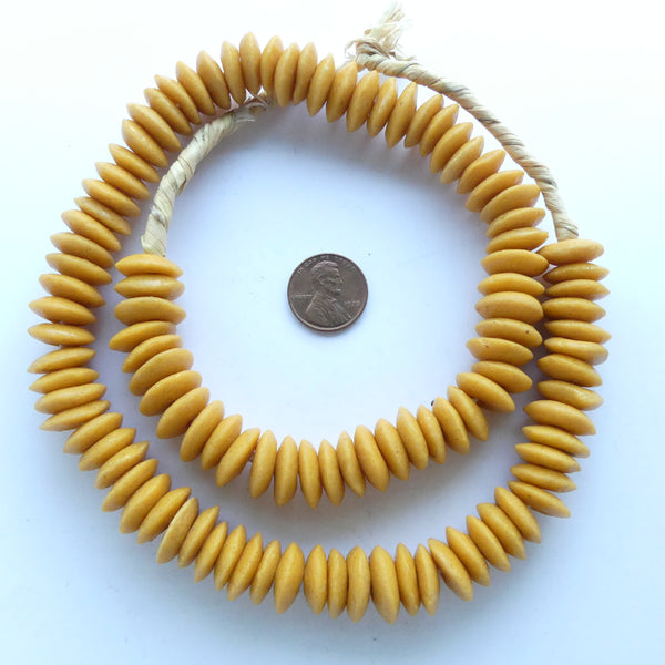 Powder Glass Rondelles, Golden Yelow