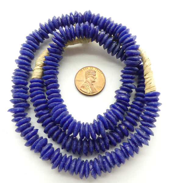 Powder Glass Rondelles, Cobalt Blue, Small