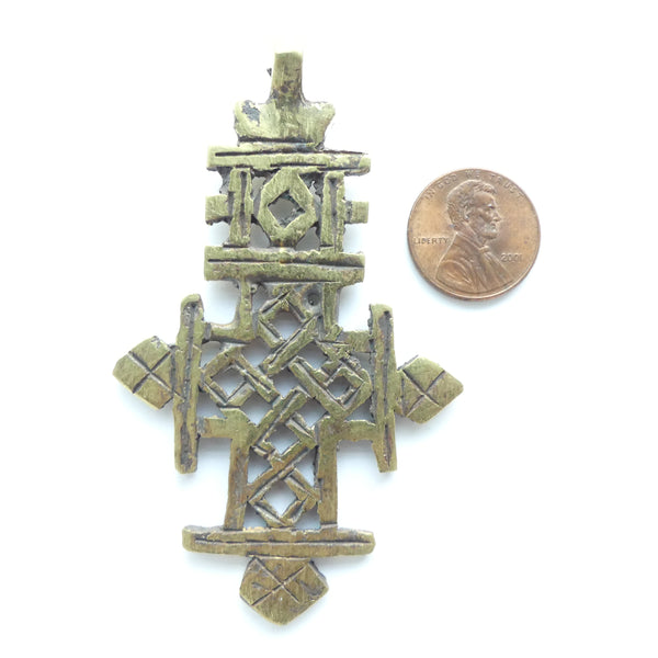 Brass, Ethiopian Coptic Cross, Large