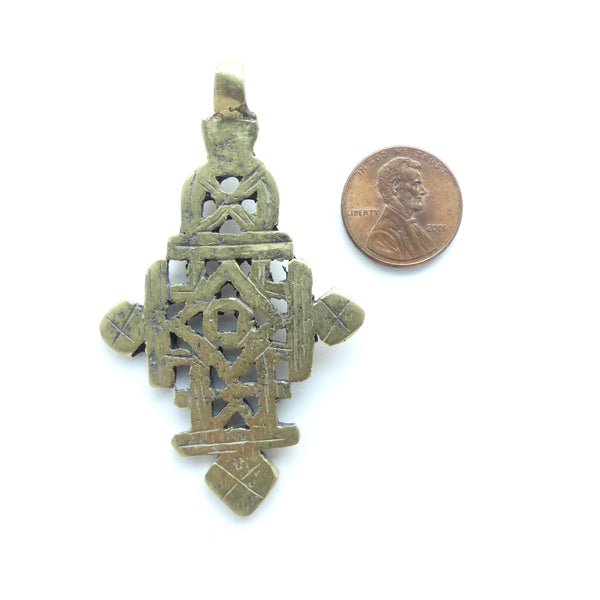 Brass, Ethiopian Coptic Cross, Medium