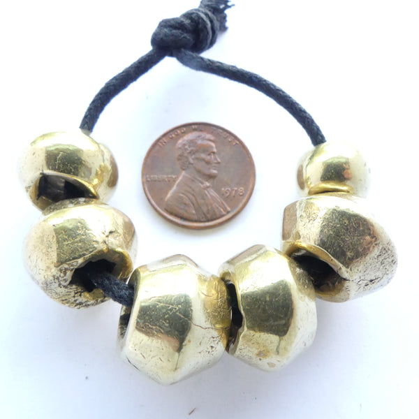 Brass, Bicones, Antique from Cameroon, Large Set of 6