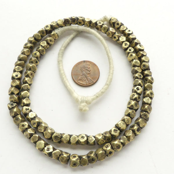 Brass, Tuareg Cornerless Cube Beads, 5-6mm on Strands of 100