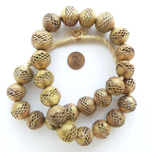 Brass,Lost Wax Cast Diamonds Pattern 20mm