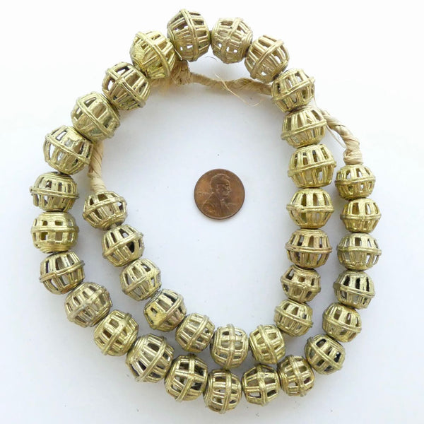 Brass,Lost Wax Cast "Basket" beads 12x14mm