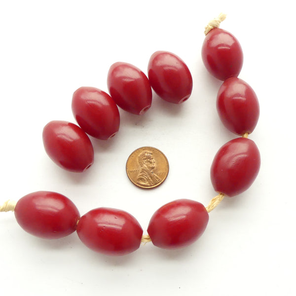 African Amber, Vintage Red Ovals, 25x18mm, Sold Individually