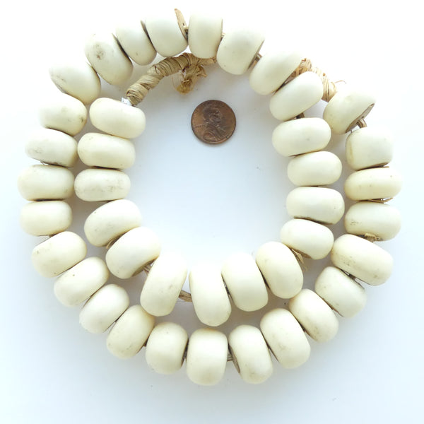 Bone, Kenyan Oblate, African, White 12x22mm