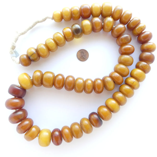 African Vintage Amber, Long Strand of Matched Oblates