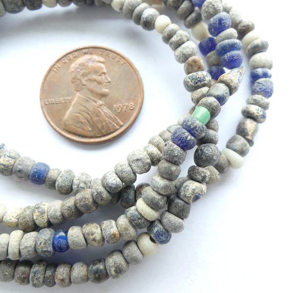 Indo-Pacific Beads, 4mm, Mostly Grey, 24" Strands