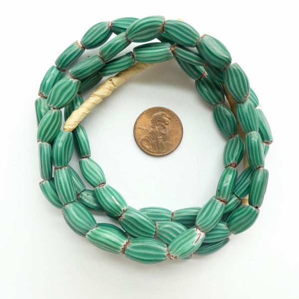 Chevrons, Antique Venetian Watermelon Style, Teal Flat (Tabular)