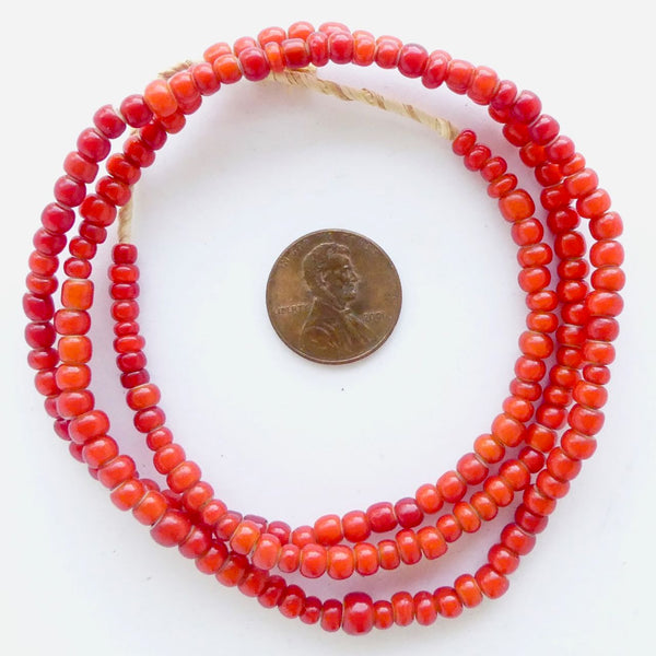 White Hearts, New Round Red 4-5mm on 22-inch Strands