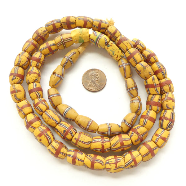 French Cross and Similar Antique Venetian Lampwork Beads, Long 31-inch Strand