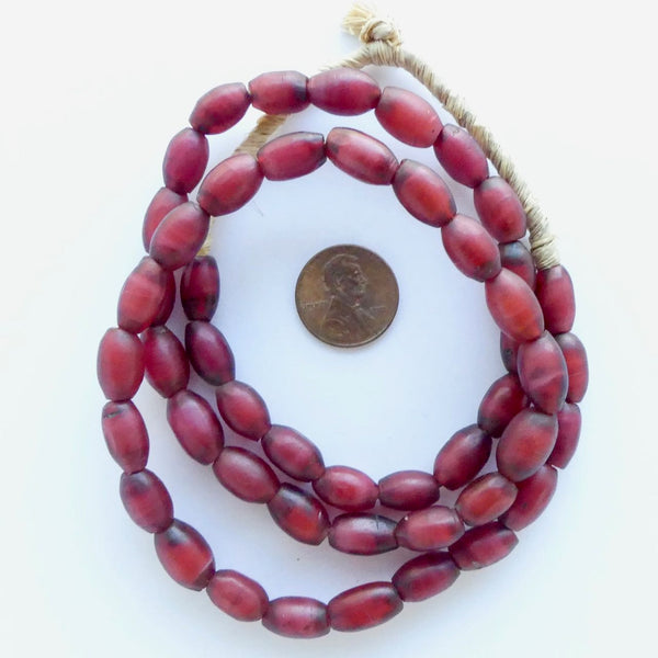 White Hearts, Antique Oval, Samburu 12x9mm on 23-inch Strands