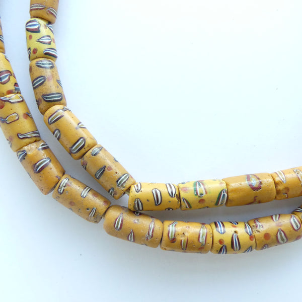 Amber Color Strand of Antique Venetian Lampwork Trade Beads,