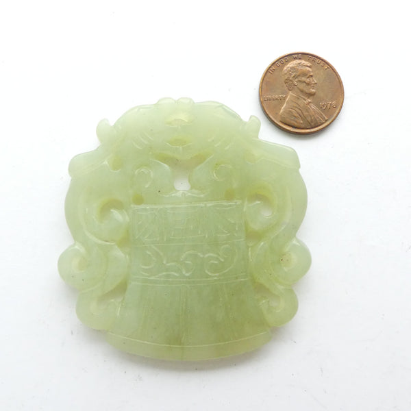 New Jade, Pendant, Pair of Dragons, 2x2 inches