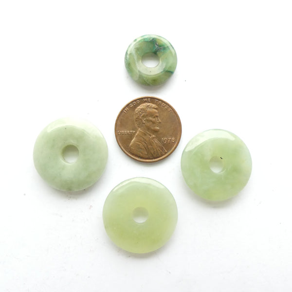 New Jade, Donuts, Small 20mm and 15mm, Set of 4