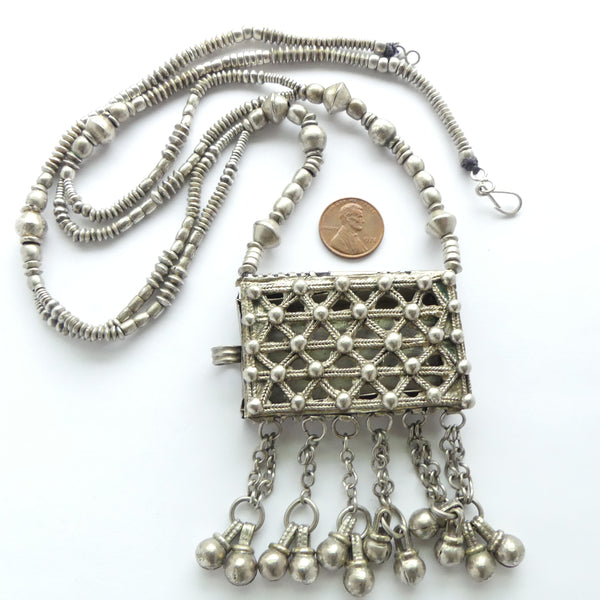 Unique Vintage/Antique Silver Necklace with Drawer Pendant