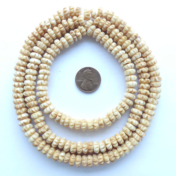 Bone, Ruffled Edge Beads 3x9mm, Long Strand