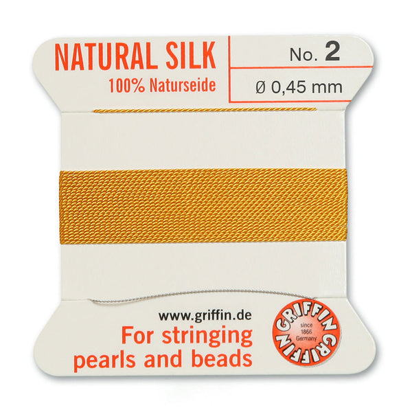 Silk, Carded 2 Meters with Needle, Amber Size 2