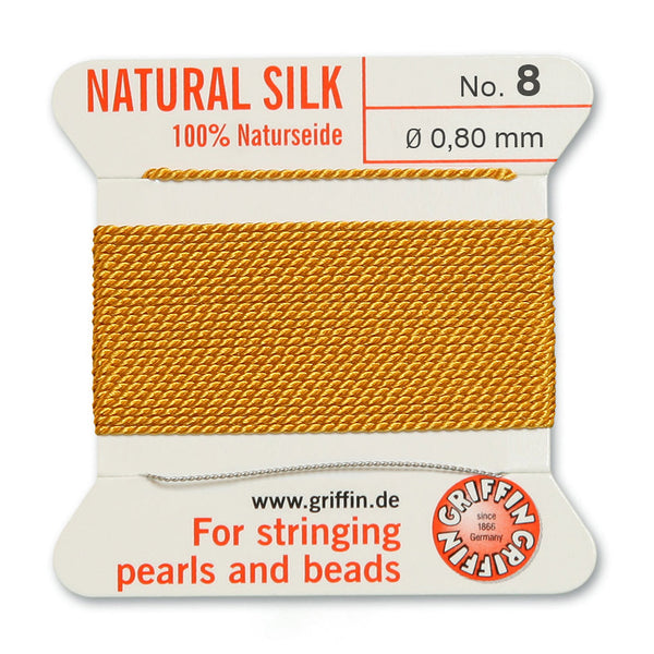 Silk, Carded 2 Meters with Needle, Amber Size 8