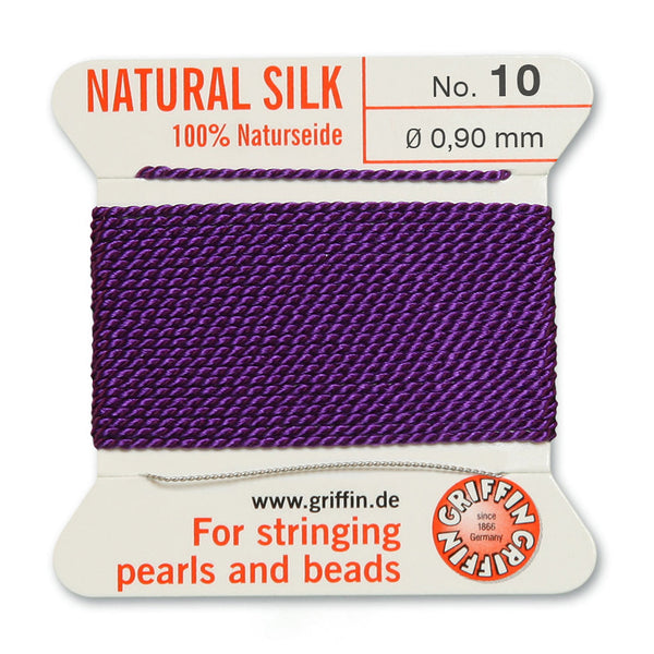 Silk, Carded 2 Meters with Needle, Amethyst Size 10