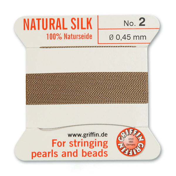 Silk, Carded 2 Meters with Needle, Beige Size 2