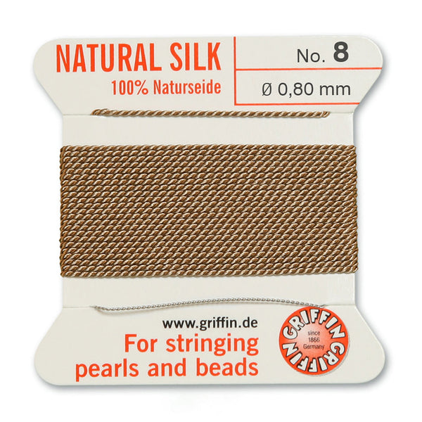 Silk, Carded 2 Meters with Needle, Beige Size 8
