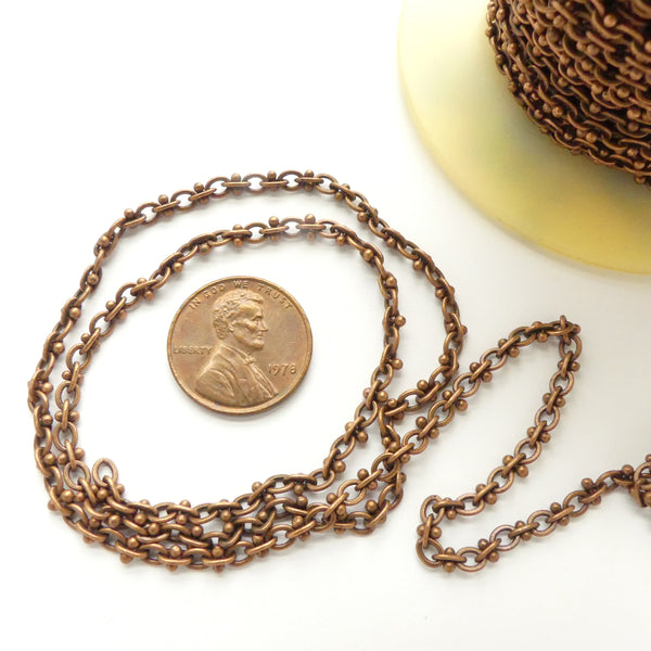 Chain, Antique Copper Specialty Chain, 4mm Links, Sold by the Foot