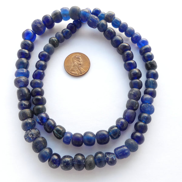 Indo-Pacific Beads, Mostly 8mm, Blue on 22" Strands