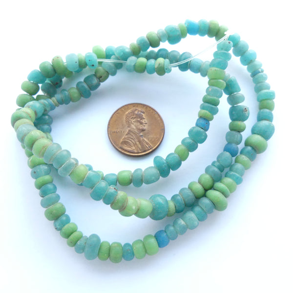 Indo-Pacific Beads, 5mm, Green and Aqua, 24" Strand