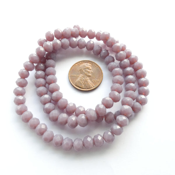 Faceted Glass "Dragon Crystal" 4x6mm, Lavender, 18-inch Strands